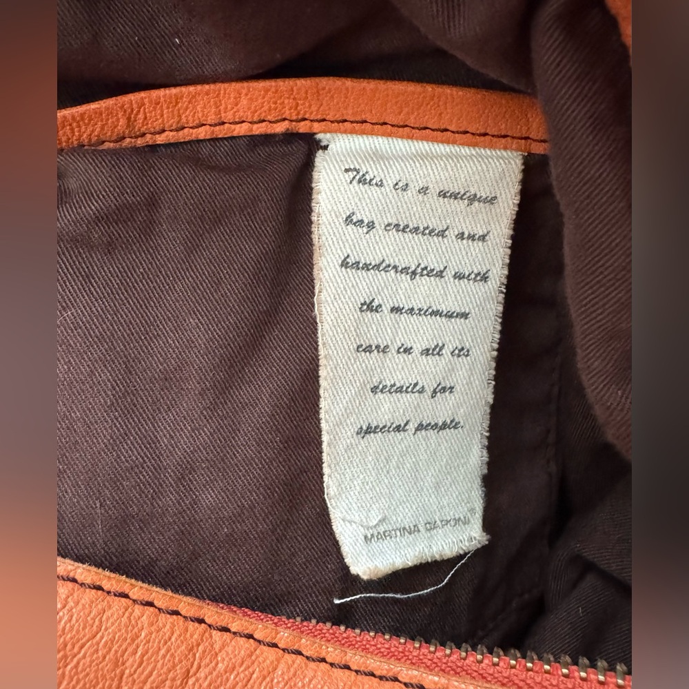 Martina Caponi Woven Orange Leather Tote Bag - Picture 6 of 8